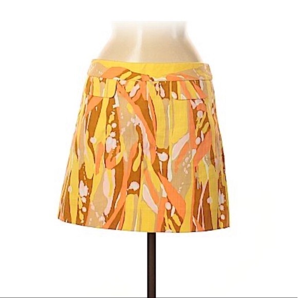 J.Crew Yellow & Orange Water Color Mini Skirt - Picture 1 of 4